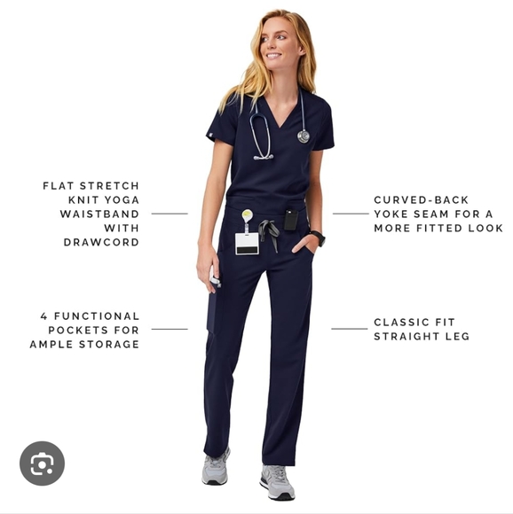 Women's Figs Limited Edition Scrub Set In Dusty Blue Size XS - Picture 7 of 7